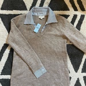 Loft sweater layered v neck dress